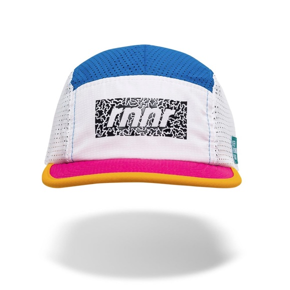RNNR Pacer Hat Cap 5 Panel White Pink Blue Multicolor Distance Running Logo - Picture 1 of 6